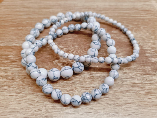 Trio de bracelets turquoise blanche avec géode naturelle