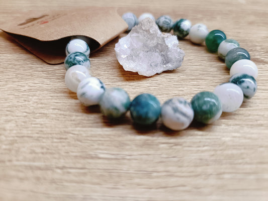 Bracelet en agate verte avec géode naturelle