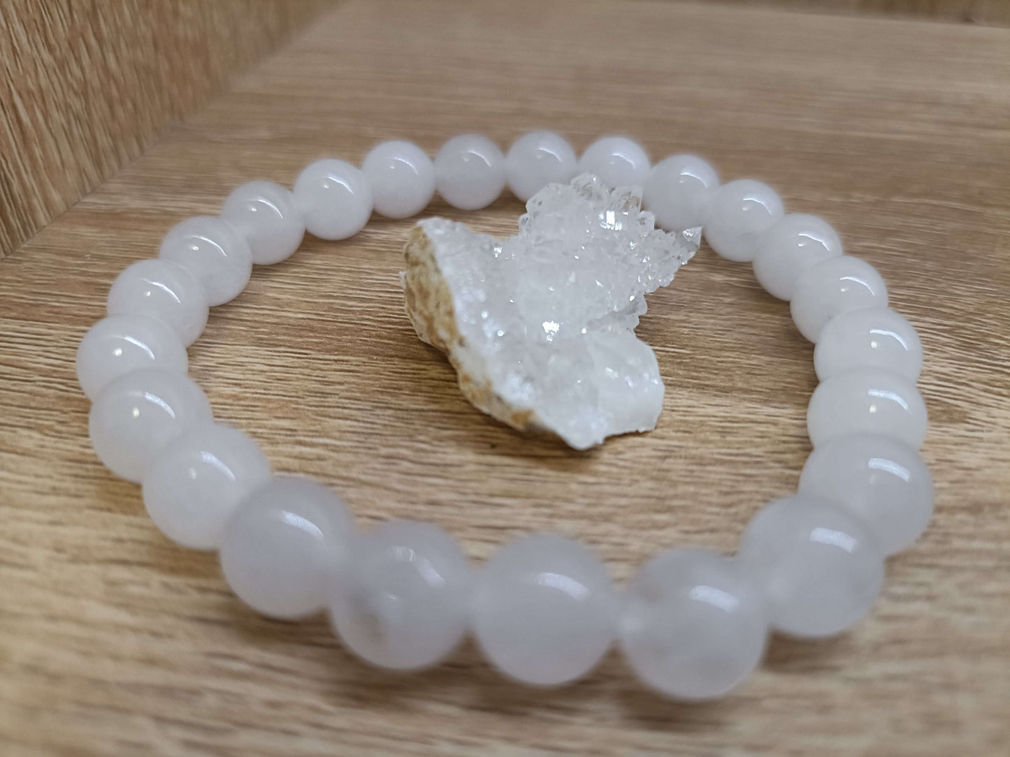 Natural Moonstone Bracelet with Natural Geode Piece