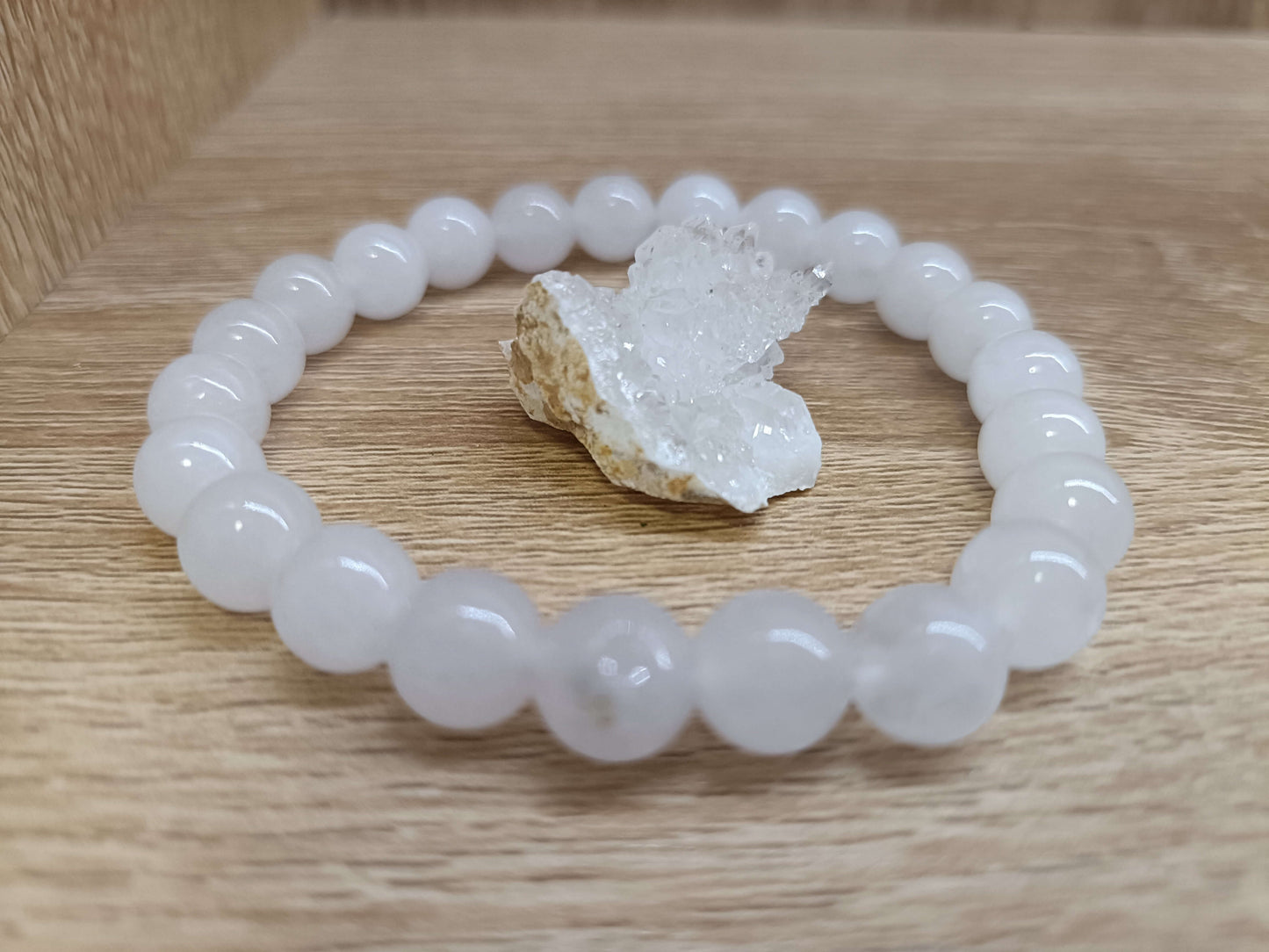 Natural Moonstone Bracelet with Natural Geode Piece