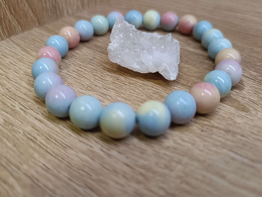 Bracelet en agate arc-en-ciel d'Alashan avec pièce de géode naturelle