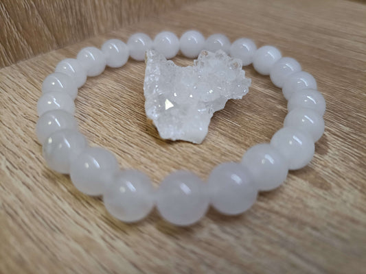 Bracelet en pierre de lune naturelle avec pièce de géode naturelle